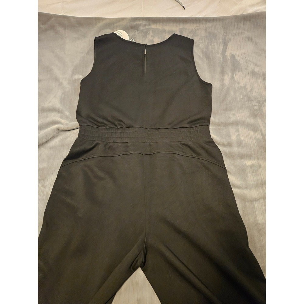 Anrabess Black Sleeveless Wide Leg Jumpsuit Drawstring Waist Pockets XL - Picture 12 of 12